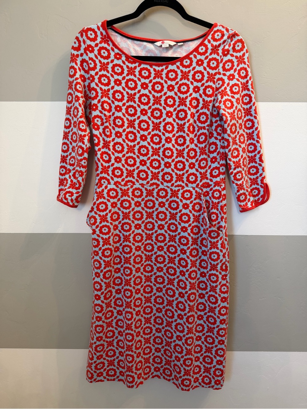 Boden Red Floral Knit Sheath Dress - Women's size 6R